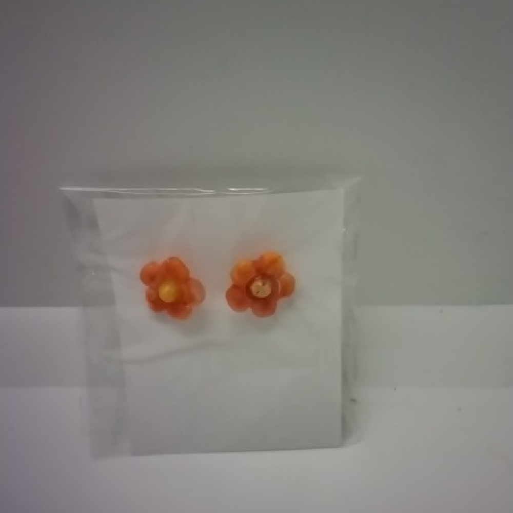 Lorena Espinoza Design Orange Flower Earrings